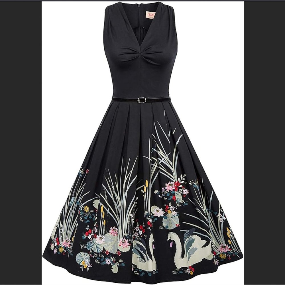 1950's Vintage Sleeveless Midi Swing Dress